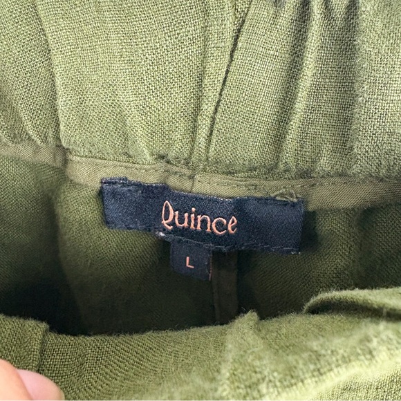 Quince 100% Linen European Linen Pants Martini Olive Green Large Straight Ankle - Picture 3 of 7